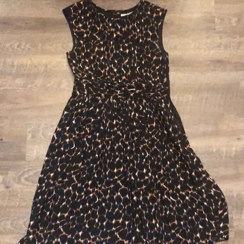 Boden Black and Cream Sheath Midi Dress Sleeveless Crew Neck